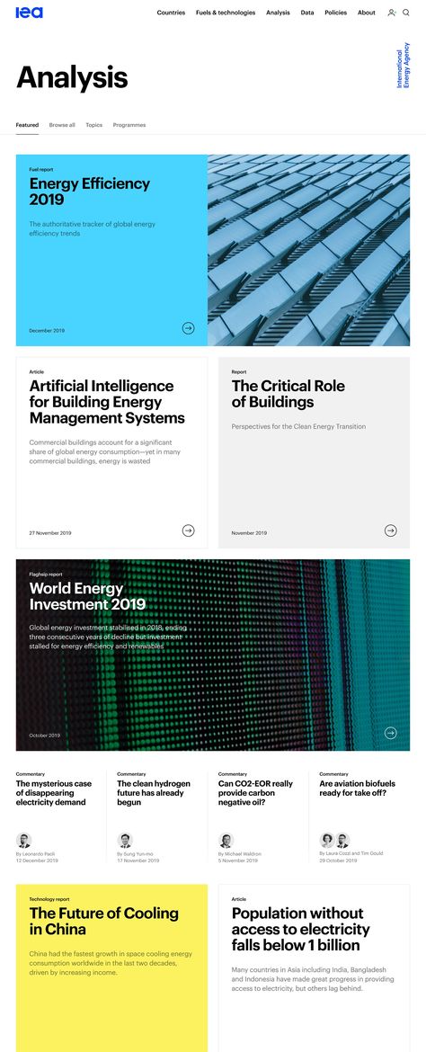 International Energy Agency — AREA 17 Wireframe Web, Building Management System, Banner Design Layout, Web Design Mobile, Web Inspiration, Web Layout Design, Website Layout, Digital Strategy, Web Layout