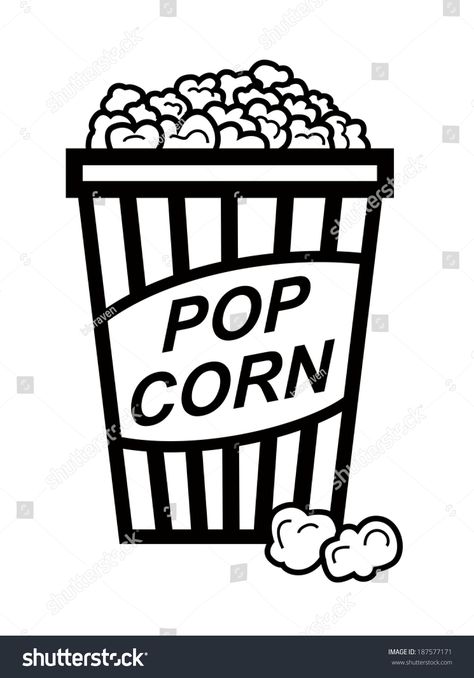 vector black pop corn on white background #Ad , #AD, #pop#black#vector#background Popcorn Black And White, Corn Pops, Pop Popcorn, Coloring Pictures, Food Coloring, Vector Background, To Color, Popcorn, Corn