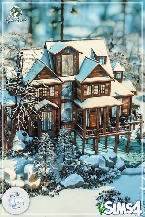 Storyline Ideas, Sims 4 Seasons, Winter Lodge, Sims 4 Speed Build, Sims Houses, Sims Builds, Family Cabin, Sims 4 House Design, Sims House Plans