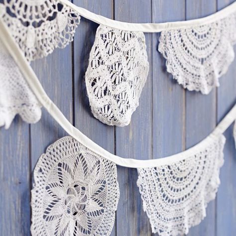 How to make bunting – get creative with leftover fabric How To Make Bunting, Doily Bunting, Lace Bunting, Bunting Template, Make Bunting, Bunting Diy, Personalised Bunting, Happy Birthday Bunting, Quick And Easy Crafts