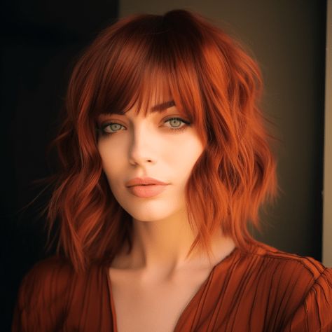 Redhead Bangs, Carefree Hairstyles, Bangs Hair Ideas, Different Types Of Bangs, Types Of Bangs, Summer Hair Ideas, Platinum Pixie Cut, Shag Hairstyle, Hairstyle With Bangs