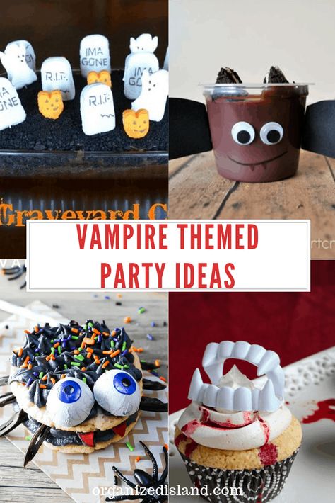 Thinking about planning a Vampire themed party? Whether you are planning one for Halloween or for the final season of Vampire Diaries, it makes for a fun and spooky party theme . #organizedisland #halloweenparty #vampirethemedparty #halloweenideas Vampire Themed Food, Vampire Birthday Party, Vampire Food, Vampire Theme Party, Vampire Birthday, Bat Party, Vampire Party, Halloween Trends, Ball Birthday Parties