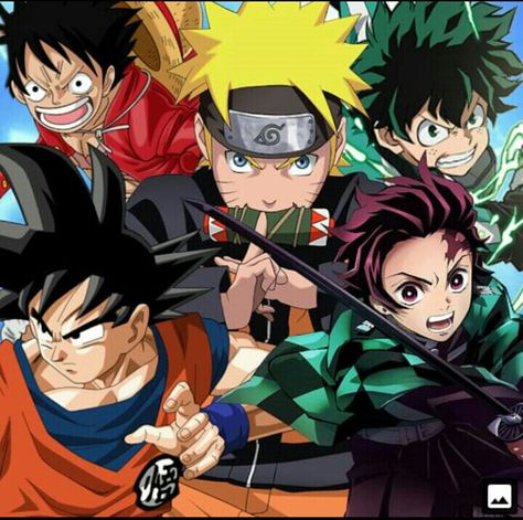 Anime Main Characters Together, Big Three Anime, Big 3 Anime, Anime Multiverse, Anime Main Characters, Goku 2, Chibi Marvel, Anime World, All Anime Characters