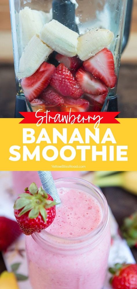 A classic Strawberry Banana Smoothie recipe with just 5 ingredients for a creamy, healthy, delicious smoothie that's ready in 5 minutes! Smoothie Strawberry, The Slow Roasted Italian, Banana Smoothie Recipe, Strawberry Banana Smoothie, Strawberry Yogurt, Breakfast Drink, Easy Smoothie Recipes, Indulgent Desserts, Drink Recipe