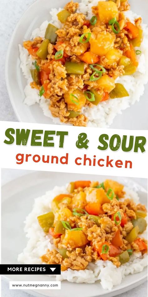 Ground Chicken Pineapple Recipes, Sweet And Sour Ground Chicken, Ground Chicken And Pineapple, Easy Dinner With Ground Chicken, Chinese Ground Chicken Recipes, Ground Chicken Recipes Crockpot, Ground Chicken Instant Pot Recipes, Ground Chicken And Rice Recipes, Ground Chicken Dinner