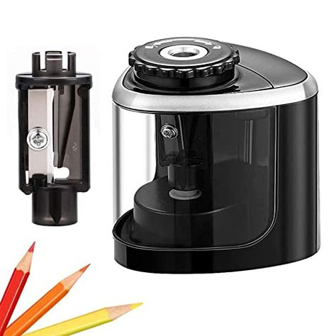 Limited-time deal: Aogwat Pencil Sharpener Electric Pencil Sharpeners, Portable Pencil Sharpener Kids, Blade to Fast Sharpen, Suitable for No.2/Colored Pencils(6-8mm)/School/Classroom/Office/Home (Black) Electric Sharpener, Electric Pencil Sharpener, Pencil Shavings, Pencil Sharpeners, Wooden Numbers, Manual Mode, How To Make Drawing, Security Locks, The Pencil