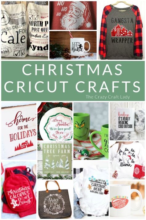 From holiday mugs and funny shirts, to cookie plates and home decor, get your craft on and make a Cricut Christmas project.