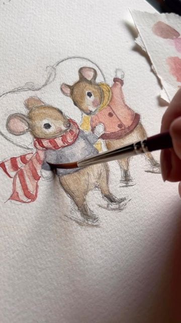 ARTSKILLPLACE ⭐ Art Sharing on Instagram: "Best art videos and tutorials on @artskillplace Artist @jamie.lauby Use hashtag #artskillplace to be featured!" Cozy Watercolor Painting, Storybook Art Illustrations, Diy Christmas Paintings, Story Books Illustrations, Mouse Drawing, Storybook Art, Winter Illustration, Calendar 2023, 2023 Calendar