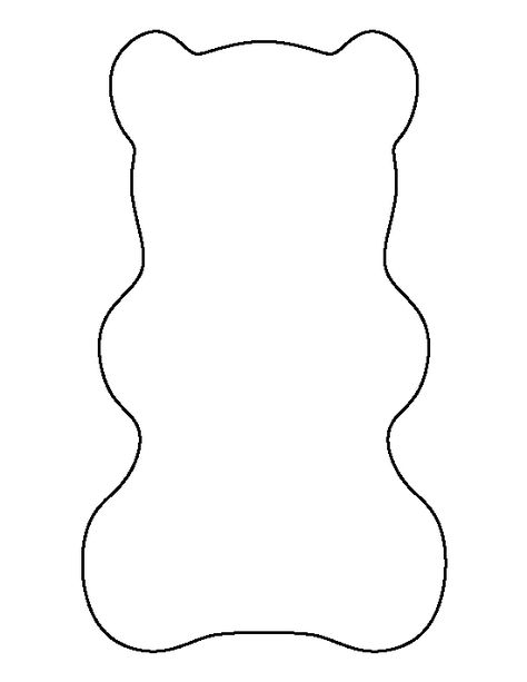 Gummy bear pattern. Use the printable outline for crafts, creating stencils, scrapbooking, and more. Free PDF template to download and print at http://patternuniverse.com/download/gummy-bear-pattern/ Gummy Bear Art Projects, Gummy Bear Outline, Gummy Bear Birthday Party Ideas, Diy Gummy Bear Decoration, Gummy Bear Baby Shower Theme, How To Draw A Gummy Bear, Gummy Bear Crafts, Gummy Bear Decorations, Gummy Bear Printable