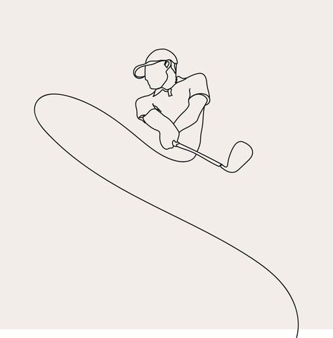 Minimalist Golf line art, Extreme Sport, Golfer Athlete, Simple Sketch, Outline Drawing, Vector Illustration, Black Lines Golfing Golf Drawing Sketches, Golf Line Drawing, Golf Drawing Art, Simple Golf Tattoo, Golf Line Art, Golf Drawing Easy, Athletic Drawing, Golf Doodles, Golf Sketch