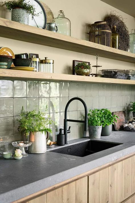 Kitchen Inspo 2023, Natural Kitchen Ideas, Coloured Kitchen, Home Decor Ideas Bedroom, Home Decor Wallpaper, Decor Ideas Bedroom, Decor Wallpaper, Home Design Ideas, Kitchen Inspiration Design