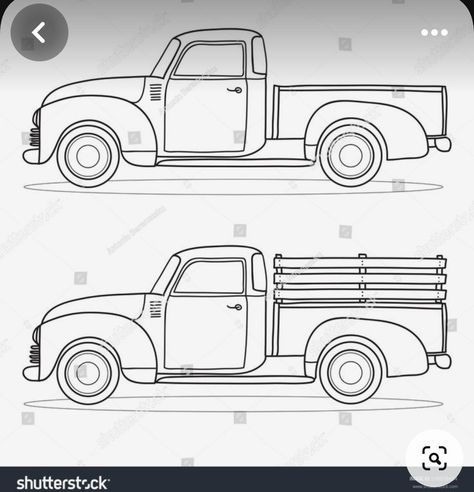 Truck Crafts, Wood Craft Patterns, Doodle Vector, Wooden Toy Cars, Christmas Red Truck, Truck Coloring Pages, Country Kids, Outline Drawing, Wood Burning Patterns