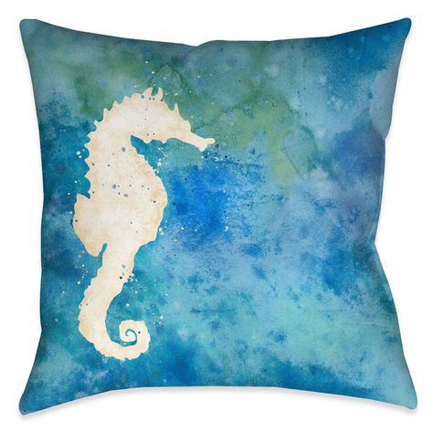 Watercolor Waves Seahorse 18 x 18 Indoor Pillow Coastal Decorative Pillows, Sea Vibe, Beach Theme Pillows, Watercolor Wave, Nautical Pillows, Blue Pillows Decorative, Susan Winget, Sofa Pillows Arrangement, Beach Pillows