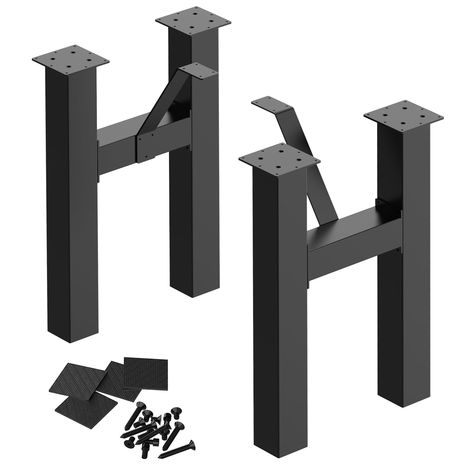 PRICES MAY VARY. ☆ MATERIAL☆: The 30” black H-shape bench legs are made of heavy-duty carbon steel, and cold-rolled steel make the legs sturdy and durable, Rust Resistant Powder Coat Finish, it could be used interior and exterior; ☆ PACKAGE INCLUDE☆：2 x H-shape table legs, 2 x bracket, 4 x square pads, 22 x tapping screws, 30 x screws. All hardware is included as you see in the pictures; ☆ Easy to Install☆：Pre-drilled holes in the bracket easy to install, 4 square pads and 2 additional bracket t Legs For Coffee Table, Black Bench, Bench Legs, Coffee Table Furniture, Metal Bench, Black Table, Furniture Legs, Furniture Hardware, Back Patio