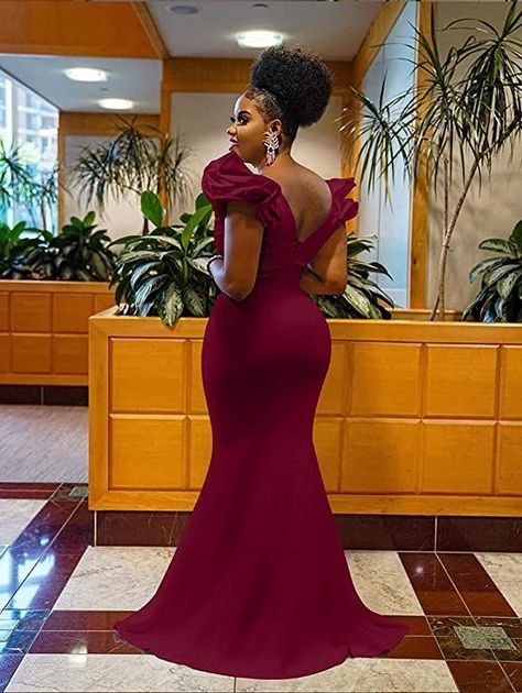 Women's Sexy Ruffle Sleeve Elegant V Neck Backless Evening Formal Maxi Dress Party Bodycon Dress, Red Bridal Dress, Formal Maxi Dress, Backless Maxi Dress, Summer Beach Party, Bridal Shower Dress, Backless Maxi Dresses, Evening Formal, Bodycon Dress Parties