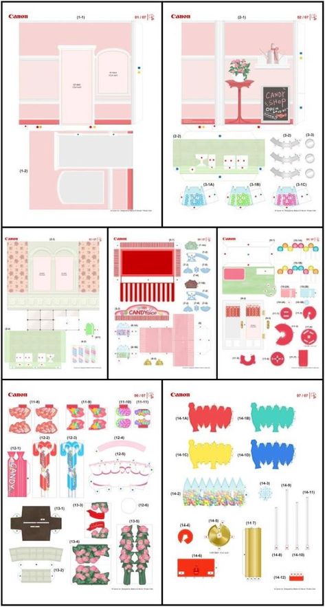 PAPERMAU: Miniature World Collection - The Candy Shop Paper Model Dioramaby Makino, Haruto And Hinako Goto Cardboard Puzzle, Paper Architecture, Miniature World, Creative Mom, Train Sets, Paper Printable, Paper Model, Witch House, Ice Cream Truck