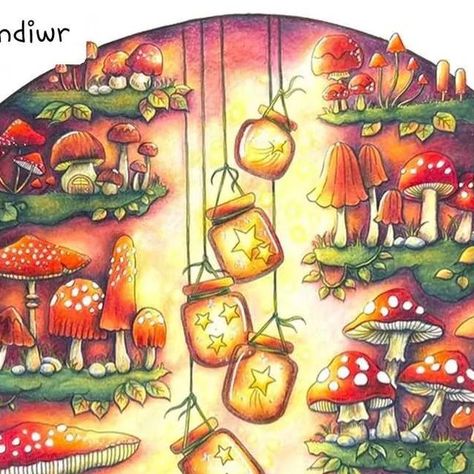 Johanna Basford Finished Coloring Pages, Rooms Of Wonder Finished Pages, Rooms Of Wonder, Johanna Basford Coloring Book, Johanna Basford Coloring, Basford Coloring, The Mushroom, Johanna Basford, She Said