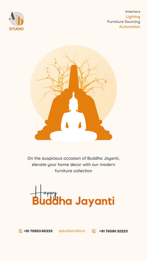 Happy Buddha Jayanti On the auspicious occasion of Buddha Jayanti, elevate your home decor with our modern furniture collection . #AplusBStudio #FurnitureStore #luxuryfurniture #BuddhaJayanti Buddha Jayanti, Happy Buddha, Elevate Your Home, Furniture Collection, Luxury Furniture, Interior Lighting, Furniture Store, Special Day, Modern Furniture