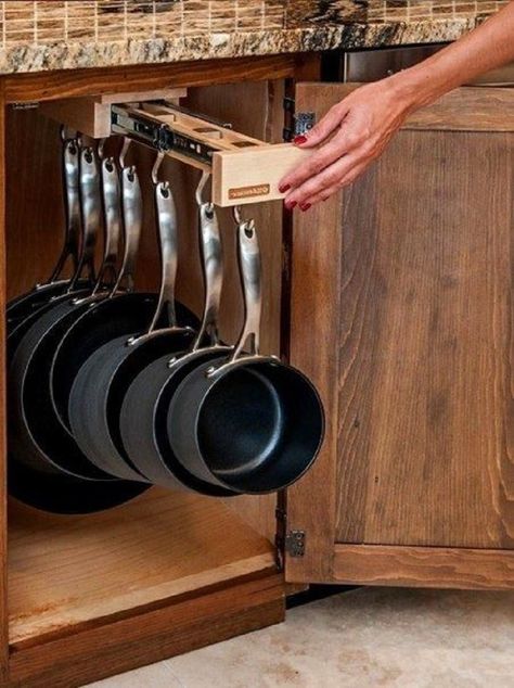 Not sure how to manage your cooking utensils? These storage ideas for your kitchen tools will have you cookin' up a storm in no time. #UtensilsOrganization #UtensilsIdeas #Kitchen Organiser Cucina, Kitchen Cabinet Accessories, Kitchen Ikea, Pan Storage, Diy Kitchen Storage, Cabinet Accessories, Kitchen Pot, Kitchen Cabinet Organization, Cool Kitchen Gadgets