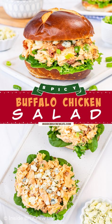 Cold Chicken Salad Sandwich, Spicy Chicken Salad Sandwich Recipe, Spicy Chicken Salad Sandwich, Cold Buffalo Chicken Salad, Buffalo Rotisserie Chicken Recipes, Chicken Salad Buffalo Style, Buffalo Chicken Salad Sandwich, Buffalo Chicken Salad Healthy, Buffalo Salad