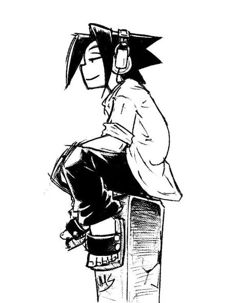 King Sketch, Shaman King Yoh, Simple Cartoon Characters, Yoh Asakura, King Drawing, King Tattoos, Gamer Pics, Geniale Tattoos, Canine Art