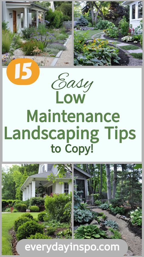 Try these 15 tips if you need a low maintenance garden that doesn't take your entire weekend to maintain. Low Maintenance Landscape Ideas, Drought Tolerant Grass, Low Maintenance Landscaping Front Yard, Low Maintenance Shrubs, Sloped Yard, Farmhouse Landscaping, Front Landscaping, Low Maintenance Landscaping, Easy Care Plants