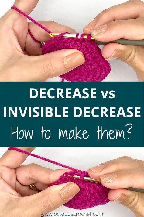 Decrease Crochet, Invisible Decrease Crochet, Invisible Decrease, Octopus Crochet, Different Crochet Stitches, Single Crochet Decrease, Invisible Stitch, Crochet Stitches Guide, Crochet Decrease