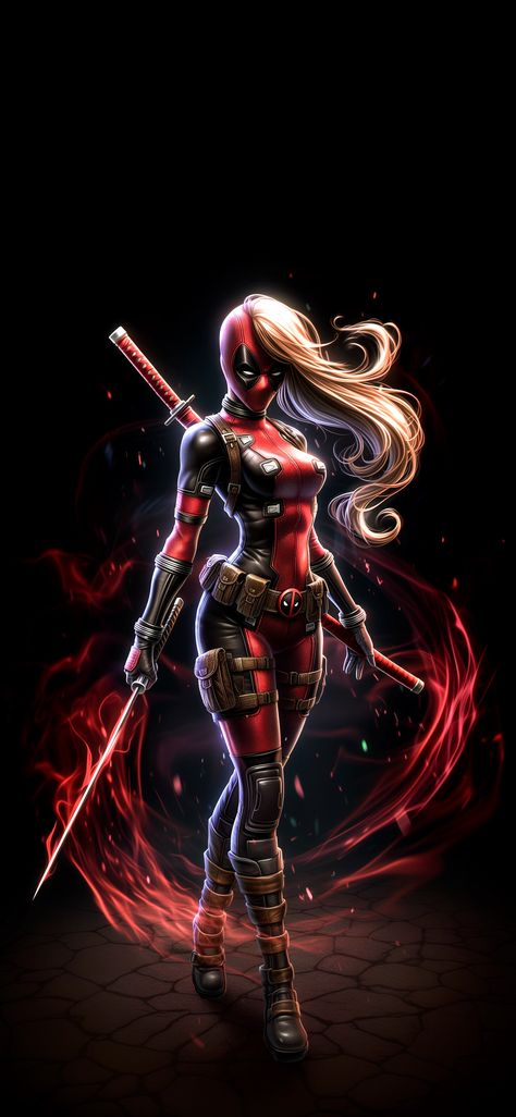 Deadpool And Lady Deadpool, Lady Deadpool Comic, Lady Pool Marvel, Halloween Marvel Wallpaper, Lady Deadpool Wallpaper, Lady Deadpool Fan Art, Silk Marvel Hot, Dc Women Characters, Female Deadpool