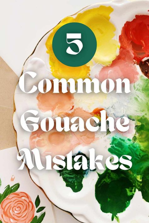 In this post I share some common gouache mistakes and how to avoid them. If you're looking for gouache for beginners content this is a great place to start. This gouache tutorial will help you avoid common mistakes so you can get better at gouache painting faster! Paintings With Guash, Gouache Painting How To, Gouache Paint Tutorial, How To Paint Gouache, Gouache Painting Tutorials, Gouache Tips And Tricks, How To Use Gouache Paint, Gouache Painting Tips, Gouache Painting For Beginners