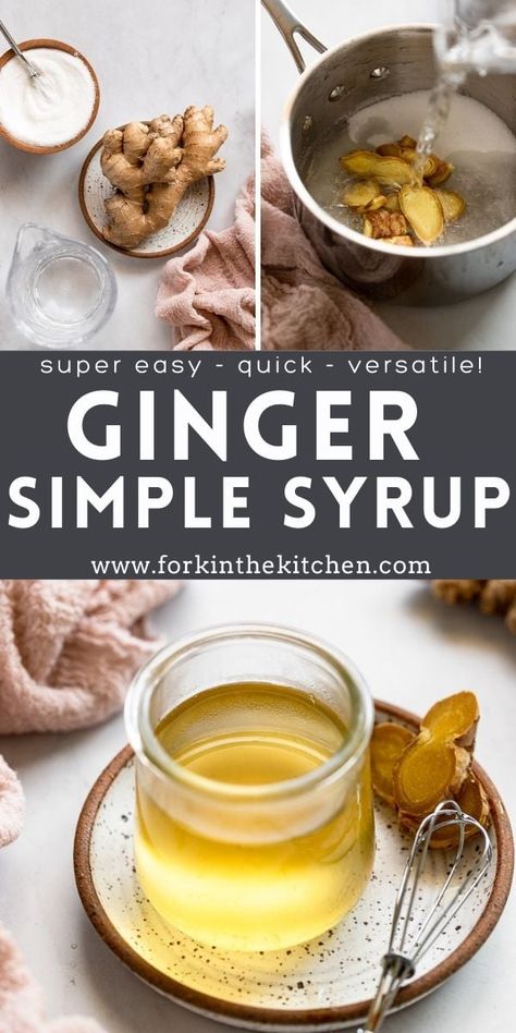 Elevate your next beverage with Ginger Simple Syrup - it's easy to make and keeps for several weeks in the fridge to enjoy in your favorite cocktails, coffee, tea, and more! Ginger Simple Syrup, Homemade Recipes Dessert, Date Night Recipes, Meatless Monday Recipes, Ginger Syrup, Classic Desserts, Game Day Food, Homemade Desserts, Easy Weeknight Meals