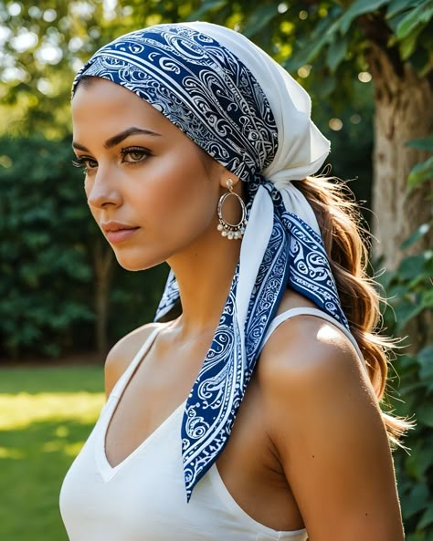 Silk Headscarf Styles, Summer Hamptons Outfit, Hijab Hairstyles, Hair Scarf Ideas, Outfits For Miami, Pagan Worship, Kazakh Style, Worship Dress, Mask Photoshoot