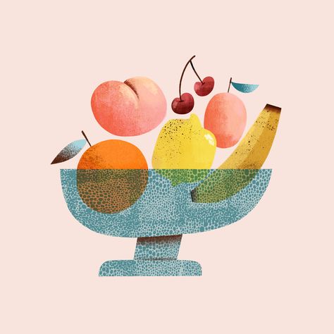 Bowl Illustration, Pineapple Illustration, Baby Pineapple, Retro Artwork, Bowl Food, Square Wall Art, Fruit Illustration, Food Illustration, Illustrators On Instagram