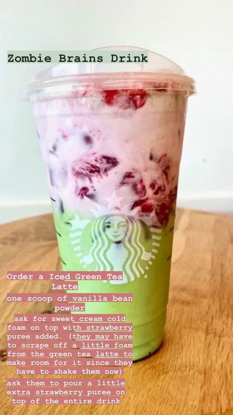 Starbucks Specialty Drinks, Starbucks Drink Menu, Drink Starbucks, Starbucks Secret Menu Recipes, Zombie Brains, Starbucks Matcha, Cold Starbucks Drinks, Starbucks Drinks Diy, Secret Starbucks Recipes