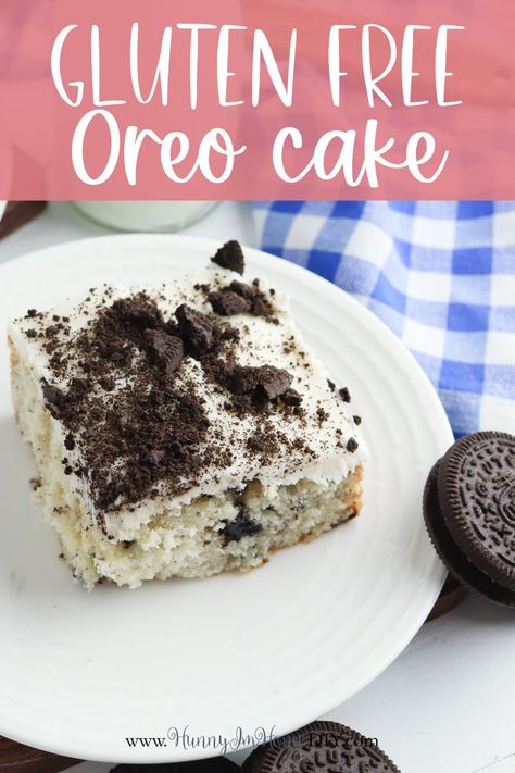 This easy gluten free Oreo cake is one of the best easy desserts you can make for a party! It's a quick and easy sweet treat to serve at your next birthday celebration! Use GF Oreos to whip up this from scratch cookies and cream cake topped with a delicious buttercream frosting. Gluten Free Poke Cake Recipes, Gluten Free Oreo Cake, Oreo Cake Pops Recipe, From Scratch Cookies, Oreo Cake Recipe, Gf Cooking, Oreo Cake Pops, Quick And Easy Sweet Treats, Gluten Free Cinnamon Rolls