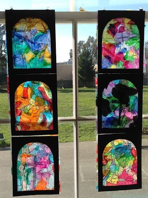 The Accidental Art Teacher blog. art projects for preschool Window Art Projects, Traveling Artist, Stain Glass Window Art, Tissue Paper Art, Stained Glass Angel, Glass Window Art, Glass Art Projects, Diy Bricolage, Marc Chagall