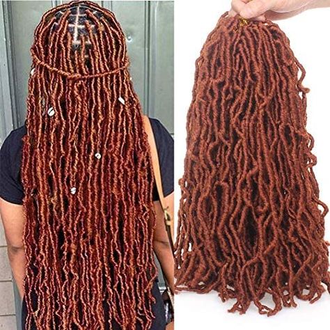 Soft Locs Crochet Braids, Hair Copper Red, Distressed Faux Locs, Curly Faux Locs, Locks Hair, Crochet Braids Hair, Faux Locks, Soft Locs, Wavy Hair Extensions