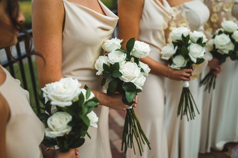 Long Stem Bouquet, Rose Bridesmaid Bouquet, White Rose Wedding Bouquet, Bridesmaid Bouquet White, Bridal Party Bouquets, White Rose Bouquet, Bella Collina, White Roses Wedding, White Bridesmaid