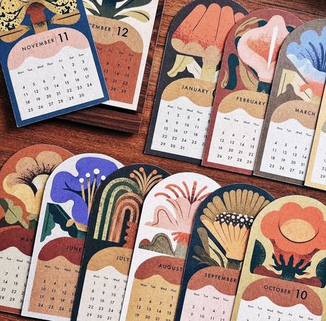 Small Calendar Ideas, Illustration Calendar Design, Calendar Journal Ideas, Calender 2024 Designs, Calendar Illustration Design, Desk Calendar Ideas, Calendar Ideas Design, Plant Calendar, Botany Prints