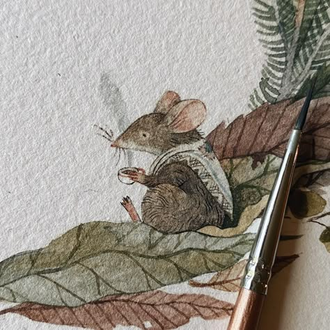 🌲 Taryn Knight 🌲 (@taryndraws) • Instagram photos and videos Taryn Knight Illustrations, Storybook Art Illustrations, Taryn Knight, Mouse Watercolor, Storybook Illustration, Happy Winter Solstice, Mouse Illustration, Mouse Art, Mouse Drawing