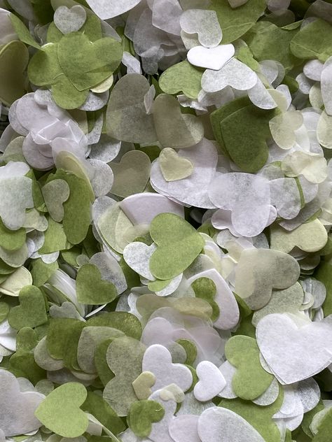 Sage Moss White Biodegradable Confetti Home Made Confetti, Heart Confetti, Paper Confetti, Wedding Confetti, Home Workshop, Cellophane Bags, Home Made, Our Home, Tissue Paper