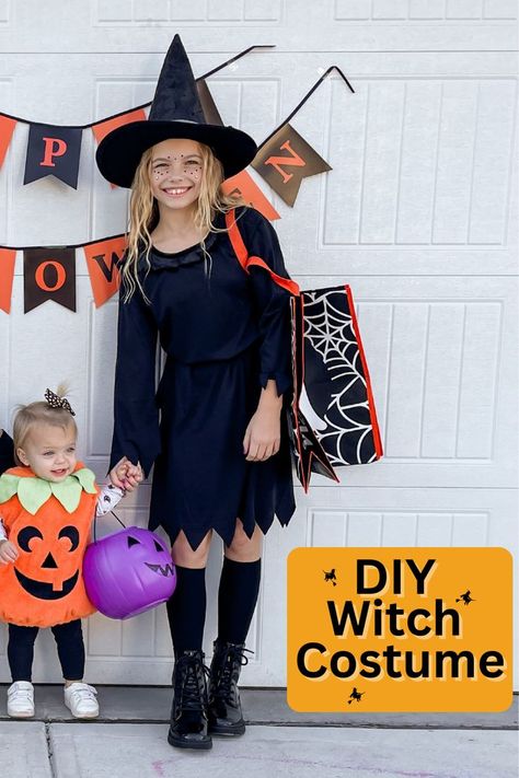 Witch Costume for Girls Kids Witch Costume Diy, Halloween Diy Witch, Witch Halloween Costume Diy, Diy Witch Costume, Pink Halloween Decorations, Diy Bat Costume, Diy Halloween Party Ideas, Halloween Costumes For Siblings, Costumes For Siblings