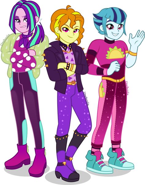 #2433217 - safe, artist:limedazzle, adagio dazzle, aria blaze, sonata dusk, equestria girls, equestria girls series, sunset's backstage pass!, spoiler:eqg series (season 2), allegro amoroso, clothes, converse, crossed arms, equestria guys, eyeshadow, jacket, looking at you, makeup, ouvertis grandioso, pants, rule 63, scherzo lesto, shoes, show accurate, simple background, the blindings, the dazzlings, transparent background, trio - Derpibooru My Little Pony Equestria, Disney Gender Bender, My Little Pony Collection, Arte Do Kawaii, Equestrian Girls, Kids Fans, Girls Series, Drawings Of Friends, Mlp Fan Art