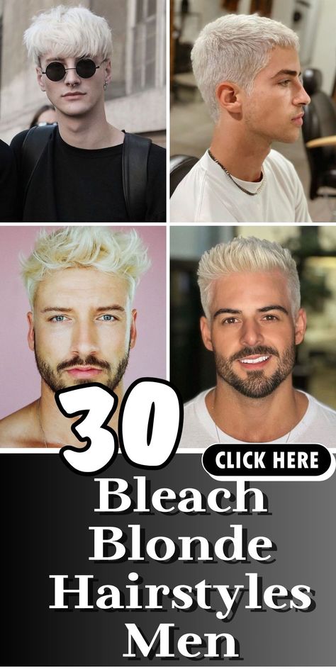 Chic and sharp bleach blonde hairstyles for men are here. Check out our top picks for a sophisticated style that turns heads and commands attention Bleach Blonde Men, Men Bleached Hair, Mens Bleached Hairstyles, Half Bleached Hair Men, Boys Bleached Hair, Bleach Hair Men, Men's Bleached Hair, Bleach Mens Hair Short, Bleach Buzzcut Men