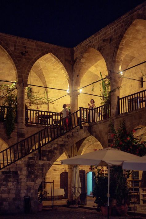 Old walled city near Kyrenia Gate in Nicosia, dark brick and lit up archways at night Visit Cyprus, Nicosia Cyprus, Hidden Beach, Walled City, Mountain Village, Best Places To Visit, Unesco World Heritage Site, Most Beautiful Places, Cyprus