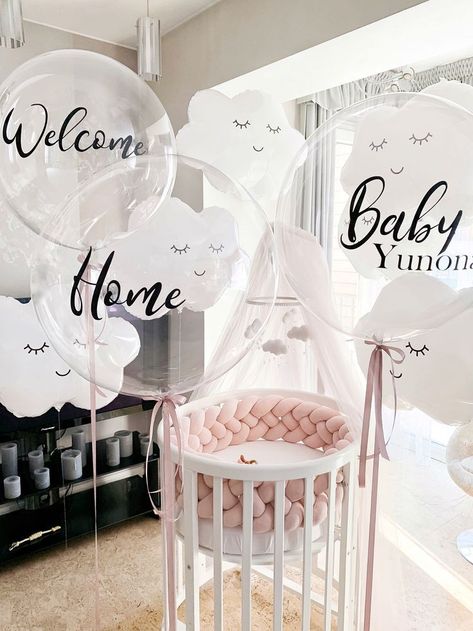 Baby Girl Welcome Decoration Ideas Home, Welcome Home Baby Ideas, Welcome Home Balloons, Bachelorette Party Balloons, Welcome Home Baby Girl, 28th Birthday Ideas, Party Balloons Decorations, Bachelorette Party Balloon, Welcome Baby Signs