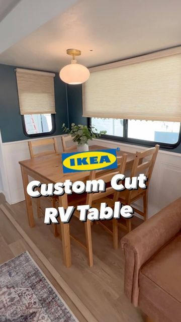 Rv Table And Chairs, Rv Tables Ideas, Jokkmokk Table Hack, Diy Rv Table, Rv Table Replacement, Rv Dining Table Ideas, Jokkmokk Table, Rv Table Ideas, Ikea Jokkmokk