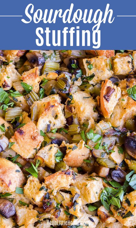 Sourdough Stuffing Recipes, Sourdough Bread Stuffing, Stuffing Vegetarian, Stuffing From Scratch, Sourdough Stuffing Recipe, The Best Stuffing, Sourdough Stuffing, Best Stuffing Recipe, Make Sourdough Bread