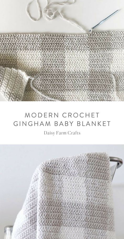 Crochet Gingham, Motifs Afghans, Modern Haken, Crochet Baby Blanket Beginner, Sewing Projects Free, Crochet For Beginners Blanket, Herringbone Stitch, Blanket Diy, Manta Crochet