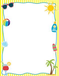 Free School Borders, Summer Clip Art, Summer Block Party, School Border, Printable Border, Borders Free, Colorful Borders Design, Border Templates, School Frame