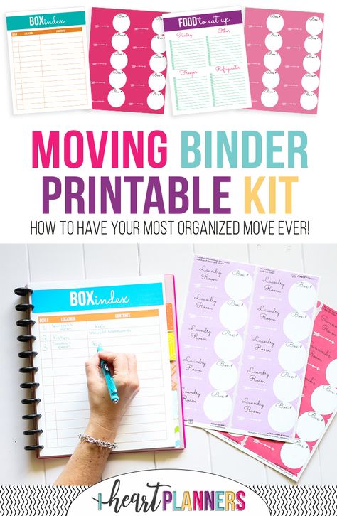 Moving Checklist Printable, Organized Move, Moving Binder, Moving Printables, Moving Organisation, Moving Labels, Diy Moving, Binder Printables Free, Moving Planner